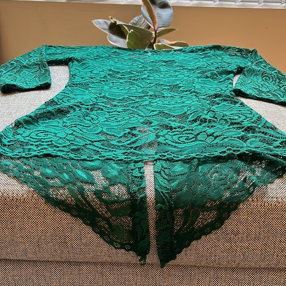 Forest Fairy Green Lace Vintage Blouse, Size: Large - Picture 10 of 17